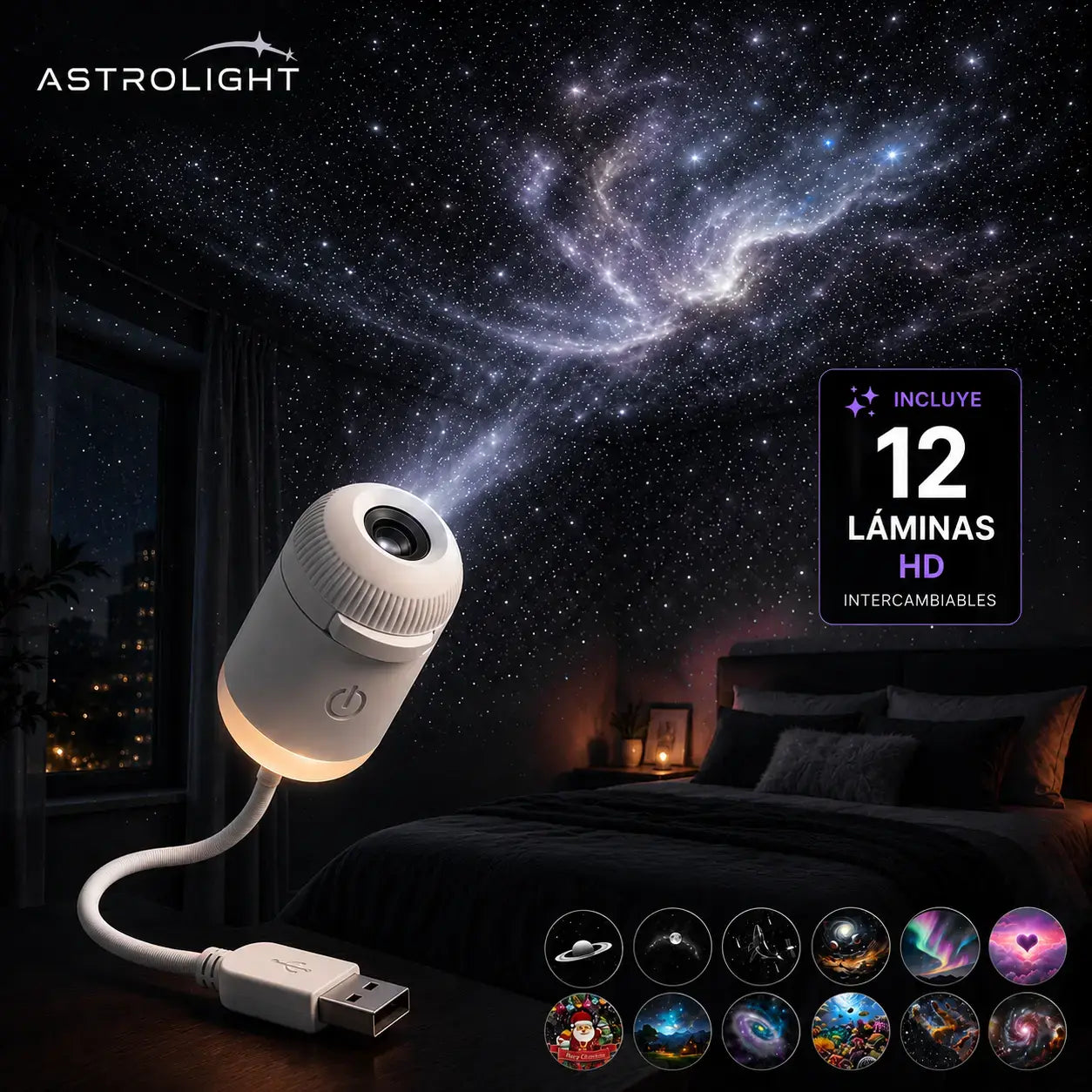 AstroLight - Lámpara proyectora de galaxias