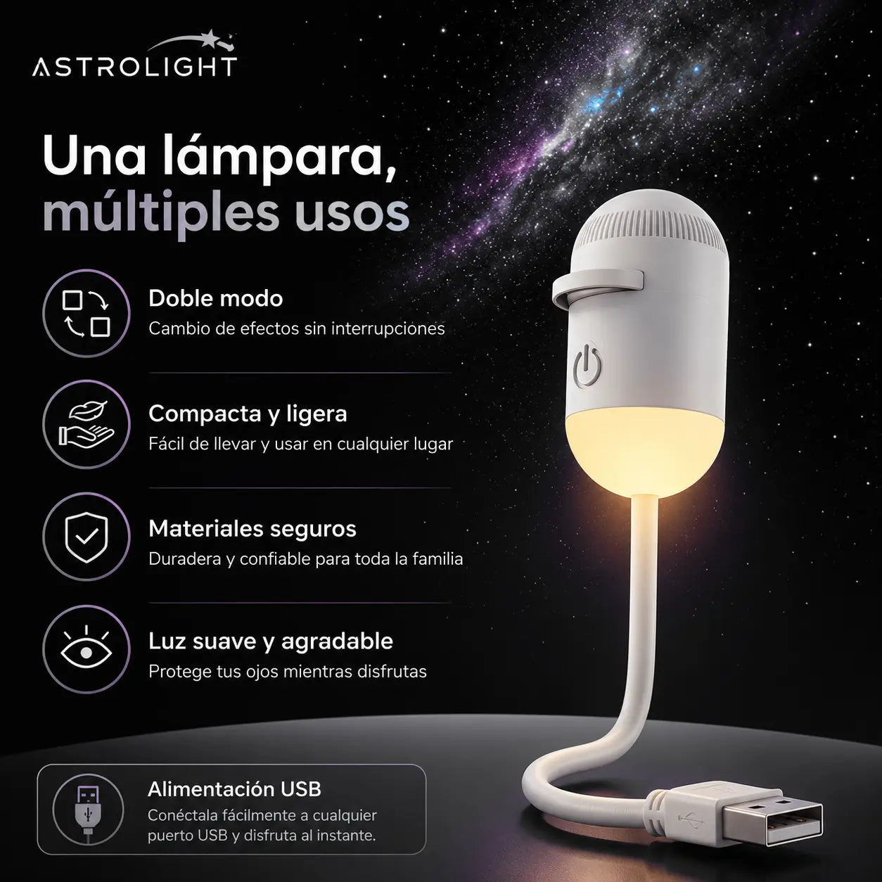 AstroLight - Lámpara proyectora de galaxias