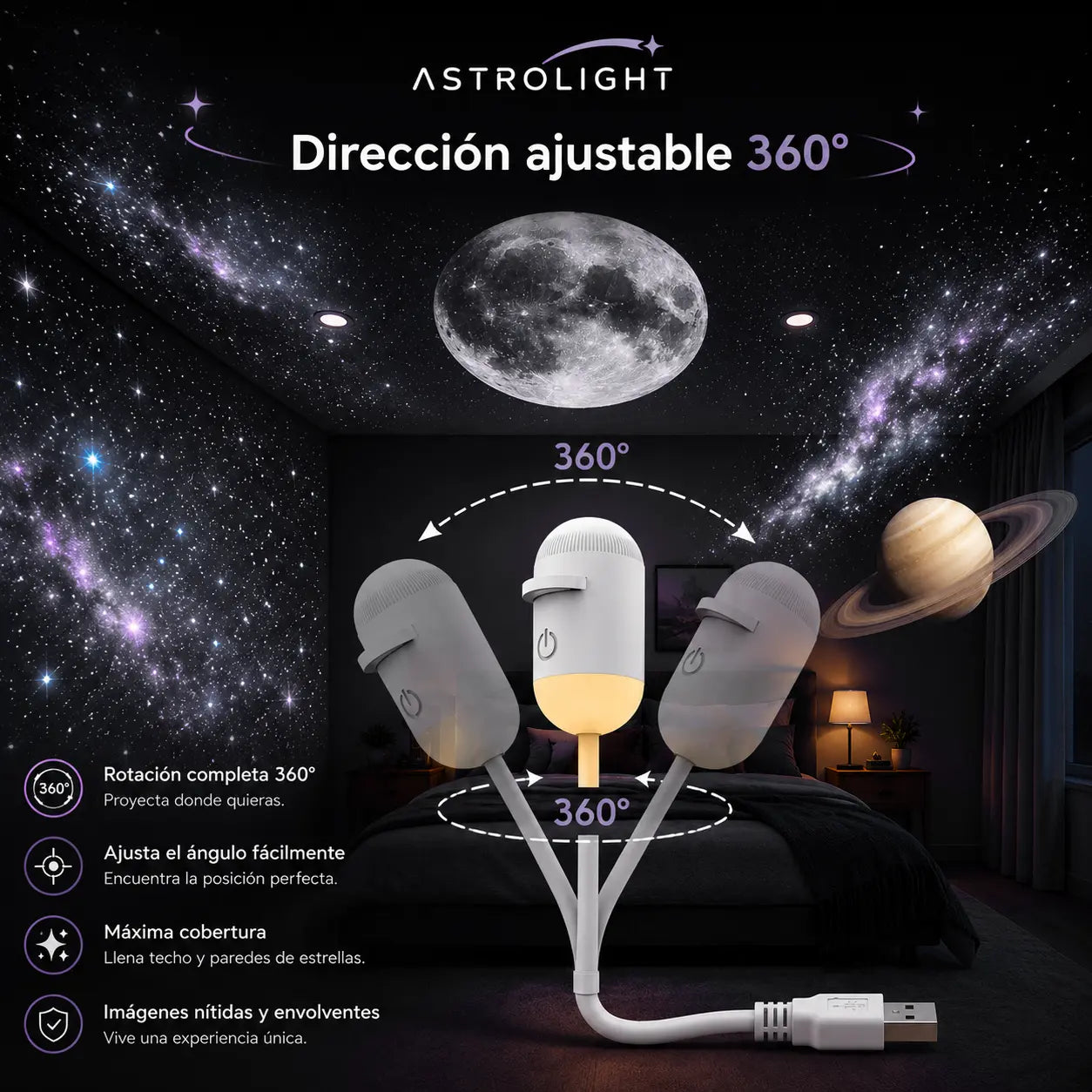 AstroLight - Lámpara proyectora de galaxias