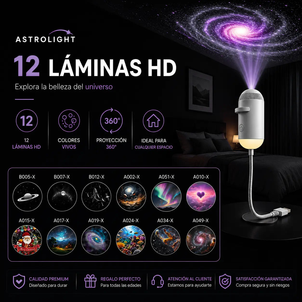 AstroLight - Lámpara proyectora de galaxias
