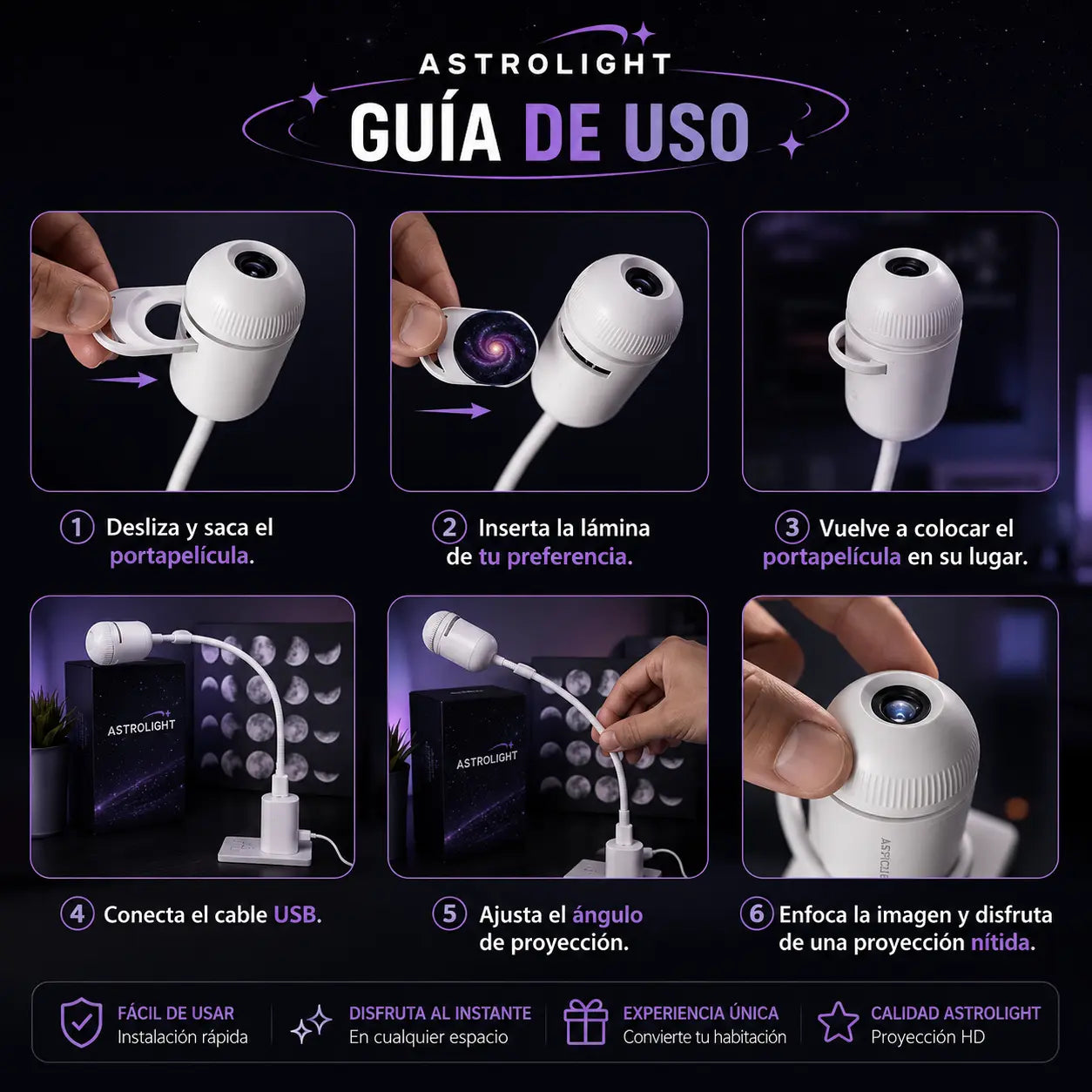 AstroLight - Lámpara proyectora de galaxias